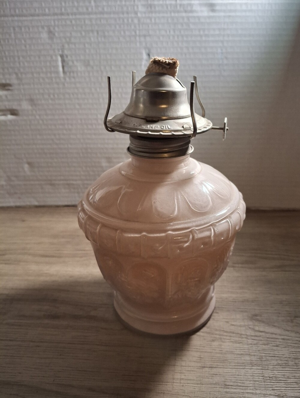 Pink Glass Oil Lamp Vintage